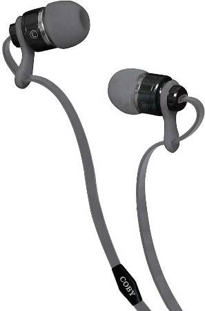 Coby CVPE03-SLV Tangle-Free Flat Cable Metal Stereo Earbuds with Mic, Silver, Reinforced alloy housing, Once touch answer button, Built-in microphone, Tangle-free flat cable, Extra ear cushions, 9mm Driver, UPC 812180024017 (CVPE03SLV CVPE03 SLV CVPE-03-SLV) 