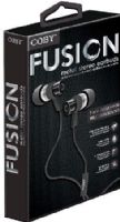 Coby CVPE-06-BLK Fusion Metal Stereo Earbuds with Microphone, Black, 10mm Driver, Reinforced alloy housing, Once touch answer button, Built-in microphone, Tangle-free flat cable, Extra ear cushions, UPC 812180024123 (CVPE06BLK CVPE06-BLK CVPE-06BLK CVPE-06 CVPE06BK) 