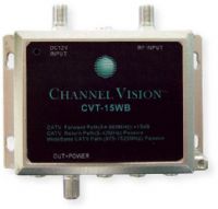 Channel Vision CVT-15WB RF Wide Band Amplifier 15 decibels; Silver; Designed to allow 2 way communication which is required by some newer digital cable boxes; HDTV high definition digital amplifier; 15 decibels Cable TV Amplifier and Antenna Amplifier; 6 Kilovolt IEEE surge protection for superior durability; UPC 690240025750 (CVT15WB CVT-15WB CVT-15WB-RF CVT-15WB-RFWIDE AMPLIFIER-CVT-15WB AMPLIFIER-CVT15WB) 