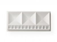 Heritage Arts CW07541 Rectangular Plastic Palette Tray 5.5 x 12; Plastic palette has 12 small wells and three large wells for mixing watercolors, gouache, and acrylics; 5.5"w x 12"l; Shipping Weight 1.00 lb; Shipping Dimensions 12.25 x 5.75 x 0.5 in; UPC 088354800910 (HERITAGEARTSCW07541 HERITAGEARTS-CW07541 HERITAGEARTS/CW07541 ARTWORK) 