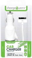 Chargeworx CX1005WH Car Charger, White; Compatible with iPhone 4/4S, iPad and iPod; Stylish, durable, innovative design; Cigarette lighter adapter with attached cable; Intelligent IC chip technology; Power Input 12/24V; Total Power Output 5V - 1Amp; UPC 643620000052 (CX-1005WH CX 1005WH CX1005W CX1005) 