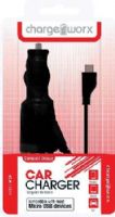 Chargeworx CX1006BK Micro USB Car Charger, Black; Compatible with most Micro USB devices; Stylish, durable, innovative design; Cigarette lighter adapter with attached cable; Intelligent IC chip technology; Power Input 12/24V; Total Power Output 5V - 1Amp; UPC 643620000069 (CX-1006BK CX 1006BK CX1006B CX1006) 