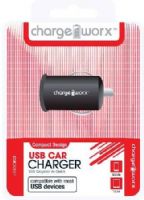 Chargeworx CX2000BK USB Car Charger, Black; Fits with most USB devices; Stylish, durable, innovative design; Cigarette lighter USB charger; 1 USB port; Power Input 12/24V; Total Output 5V - 1.0Amp; UPC 643620000137 (CX-2000BK CX 2000BK CX2000B CX2000) 