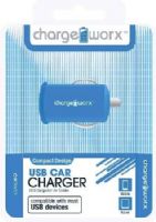 Chargeworx CX2000BL USB Car Charger, Blue; Fits with most USB devices; Stylish, durable, innovative design; Cigarette lighter USB charger; 1 USB port; Power Input 12/24V; Total Output 5V - 1.0Amp; UPC 643620000175 (CX-2000BL CX 2000BL CX2000B CX2000) 