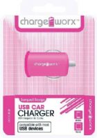 Chargeworx CX2000PK USB Car Charger, Pink; Fits with most USB devices; Stylish, durable, innovative design; Cigarette lighter USB charger; 1 USB port; Power Input 12/24V; Total Output 5V - 1.0Amp; UPC 643620000168 (CX-2000PK CX 2000PK CX2000P CX2000) 