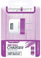 Chargeworx CX2501VT Folding USB Wall Charger, Purple; Compatible with most Micro USB devices; Stylish, durable, innovative design; Wall USB charger; Foldable Plug; 1 USB port; Power Input 110/240V; Total Output 5V - 1.0Amp; UPC 643620000366 (CX-2501VT CX 2501VT CX2501V CX2501) 