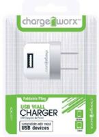 Chargeworx CX2501WH Folding USB Wall Charger, White; Compatible with most Micro USB devices; Stylish, durable, innovative design; Wall USB charger; Foldable Plug; 1 USB port; Power Input 110/240V; Total Output 5V - 1.0Amp; UPC 643620000359 (CX-2501WH CX 2501WH CX2501W CX2501) 