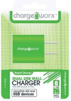 Chargeworx CX2503GN Dual USB Wall Charger, Green; Compatible with most Micro USB devices; Stylish, durable, innovative design; Wall USB charger; 2 USB port; Power Input 110/240V; Total Output 5V-2.1Amp; UPC 643620250341 (CX-2503GN CX 2503GN CX2503G CX2503) 