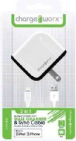 Chargeworx CX3002WH USB Wal Charger & Sync Cable, White; Fits with for iPhone 5/5S/5C, iPod and 6/6Plus; Charge & Sync cable; USB wall charger; 1 USB port; 3.3ft/1m length; 5V - 1.0Amp Total Output; UPC 643620001592 (CX-3002WH CX 3002WH CX3002W CX3002) 