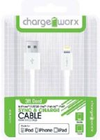Chargeworx CX4500WH Lightning Sync & Charge Cable, White; Made for iPhone 6/6 Plus, 5/5S/5C, iPad, iPad mini and iPod; Connect up-to 2 headphones on one device; 3.5mm audio jack; Extends up to 3ft/1m; Secure fit connectors; UPC 643620000472 (CX-4500WH CX 4500WH CX4500W CX4500) 