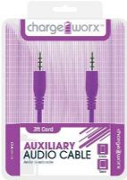 Chargeworx CX4516VT Auxiliary Audio Cable, Purple, 3.5mm Audio Cable, Universal for all 3.5mm devices, 3.3ft / 1m cord length, UPC 643620002322 (CX-4516VT CX 4516VT CX4516V CX4516) 