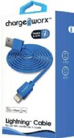 Chargeworx CX4600BL Lightning Sync & Charge Cable, Blue; For use with iPhone 6S, 6/6 Plus, 5/5S/5C, iPad, iPad Mini and iPod; Stylish, durable, innovative design; Charge from any USB port; 3.3ft/1m cord length; UPC 643620460023 (CX-4600BL CX 4600BL CX4600B CX4600) 