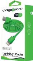 Chargeworx CX4600GN Lightning Sync & Charge Cable, Green; For use with iPhone 6S, 6/6 Plus, 5/5S/5C, iPad, iPad Mini and iPod; Stylish, durable, innovative design; Charge from any USB port; 3.3ft/1m cord length; UPC 643620460030 (CX-4600GN CX 4600GN CX4600G CX4600) 