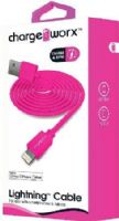 Chargeworx CX4600PK Lightning Sync & Charge Cable, Pink; For use with iPhone 6S, 6/6 Plus, 5/5S/5C, iPad, iPad Mini and iPod; Stylish, durable, innovative design; Charge from any USB port; 3.3ft/1m cord length; UPC 643620460047 (CX-4600PK CX 4600PK CX4600P CX4600) 