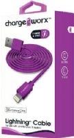 Chargeworx CX4600VT Lightning Sync & Charge Cable, Violet; For use with iPhone 6S, 6/6 Plus, 5/5S/5C, iPad, iPad Mini and iPod; Stylish, durable, innovative design; Charge from any USB port; 3.3ft/1m cord length; UPC 643620460054 (CX-4600VT CX 4600VT CX4600V CX4600) 