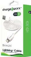Chargeworx CX4600WH Lightning Sync & Charge Cable, White; For use with iPhone 6S, 6/6 Plus, 5/5S/5C, iPad, iPad Mini and iPod; Stylish, durable, innovative design; Charge from any USB port; 3.3ft/1m cord length; UPC 643620460061 (CX-4600WH CX 4600WH CX4600W CX4600) 