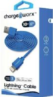 Chargeworx CX4601BL Lightning Sync & Charge Cable, Blue; For use with iPhone 6S, 6/6Plus, 5/5S/5C, iPad, iPad Mini, iPod; Stylish, durable, innovative design; Charge from any USB port; 10ft./3m Length; UPC 643620460122 (CX-4601BL CX 4601BL CX4601B CX4601) 