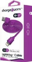 Chargeworx CX4601VT Lightning Sync & Charge Cable, Violet; For use with iPhone 6S, 6/6Plus, 5/5S/5C, iPad, iPad Mini, iPod; Stylish, durable, innovative design; Charge from any USB port; 10ft./3m Length; UPC 643620460153 (CX-4601VT CX 4601VT CX4601V CX4601) 