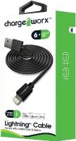 Chargeworx CX4602BK Lightning Sync & Charge Cable, Black; For use with iPhone 6S, 6/6Plus, 5/5S/5C, iPad, iPad Mini, iPod, smartphobes and tablets; Stylish, durable, innovative design; Charge from any USB port; 6ft / 1.8m cord length; UPC 643620460207 (CX-4602BK CX 4602BK CX4602B CX4602) 