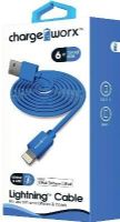 Chargeworx CX4602BL Lightning Sync & Charge Cable, Blue; For use with iPhone 6S, 6/6Plus, 5/5S/5C, iPad, iPad Mini, iPod, smartphobes and tablets; Stylish, durable, innovative design; Charge from any USB port; 6ft / 1.8m cord length; UPC 643620460221 (CX-4602BL CX 4602BL CX4602B CX4602) 