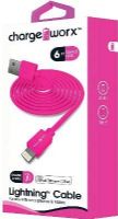Chargeworx CX4602PK Lightning Sync & Charge Cable, Pink; For use with iPhone 6S, 6/6Plus, 5/5S/5C, iPad, iPad Mini, iPod, smartphobes and tablets; Stylish, durable, innovative design; Charge from any USB port; 6ft / 1.8m cord length; UPC 643620460245 (CX-4602PK CX 4602PK CX4602P CX4602) 