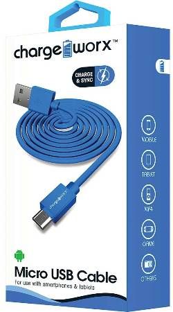 Chargeworx CX4604BL Micro USB Sync & Charge Cable, Blue For use with all smartphones and tablets; For use with smartphones, tablets and most Micro USB devices; Stylish, durable, innovative design; Charge from any USB port; 3.3ft / 1m cord length; UPC 643620460429 (CX-4604BL CX 4604BL CX4604B CX4604)