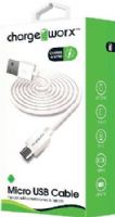 Chargeworx CX4604WH Micro USB Sync & Charge Cable, White; For use with smartphones and tablets; Stylish, durable, innovative design; Charge from any USB port; 3.3ft / 1m cord length; UPC 643620460467 (CX-4604WH CX 4604WH CX4604W CX4604) 