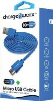Chargeworx CX4605BL Micro USB Sync & Charge Cable, Blue For use with smartphones, tablets and most Micro USB devices; Stylish, durable, innovative design; Charge from any USB port; 10ft / 3m cord length, UPC 643620460528 (CX-4605BL CX 4605BL CX4605B CX4605) 