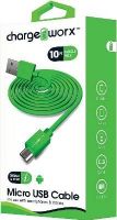 Chargeworx CX4605GN Micro USB Sync & Charge Cable, Green For use with smartphones, tablets and most Micro USB devices; Stylish, durable, innovative design; Charge from any USB port; 10ft / 3m cord length, UPC 643620460535 (CX-4605GN CX 4605GN CX4605G CX4605) 