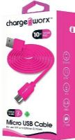 Chargeworx CX4605PK Micro USB Sync & Charge Cable, Pink For use with smartphones, tablets and most Micro USB devices; Stylish, durable, innovative design; Charge from any USB port; 10ft / 3m cord length, UPC 643620460542 (CX-4605PK CX 4605PK CX4605P CX4605) 