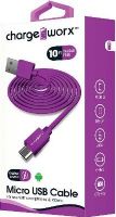Chargeworx CX4605VT Micro USB Sync & Charge Cable, Violet For use with smartphones, tablets and most Micro USB devices; Stylish, durable, innovative design; Charge from any USB port; 10ft / 3m cord length, UPC 643620460559 (CX-4605VT CX 4605VT CX4605V CX4605) 