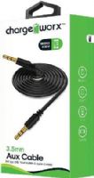 Chargeworx CX4616BK Auxiliar Audio Cable, Black For use with most mobile and audio devices, 3.5mm plug-to-3.5mm plug, High-quality audio, Universal for all 3.5mm devices, Gold-plated connectors, Durable tangle free design, 3.3ft / 1m cord length, UPC 643620461600 (CX-4616BK CX 4616BK CX4616B CX4616) 