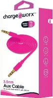 Chargeworx CX4616PK Auxiliar Audio Cable, Pink For use with most mobile and audio devices, 3.5mm plug-to-3.5mm plug, High-quality audio, Universal for all 3.5mm devices, Gold-plated connectors, Durable tangle free design, 3.3ft / 1m cord length (CX-4616PK CX 4616PK CX4616P CX4616) 