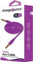 Chargeworx CX4616VT Auxiliar Audio Cable, Violet For use with most mobile and audio devices, 3.5mm plug-to-3.5mm plug, High-quality audio, Universal for all 3.5mm devices, Gold-plated connectors, Durable tangle free design, 3.3ft / 1m cord length (CX-4616VT CX 4616VT CX4616V CX4616) 