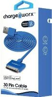 Chargeworx CX4621BL Sync & Charge Cable, Blue For use with iPhone 4/4S, iPad and iPod; Stylish, durable, innovative design; Charge from any USB port; 3.3ft/1m cord length; UPC 643620462126 (CX-4621BL CX 4621BL CX4621B CX4621) 