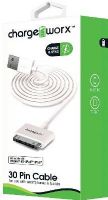 Chargeworx CX4621WH Sync & Charge Cable, White For use with iPhone 4/4S, iPad and iPod; Stylish, durable, innovative design; Charge from any USB port; 3.3ft/1m cord length; UPC 643620462164 (CX-4621WH CX 4621WH CX4621W CX4621) 