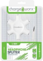 Chargeworx CX5005WH Headphone Splitter, White, Connect up-to 5 headphones on one device, 3.5mm audio jack, Secure fit connectors, UPC 643620500538 (CX-5005WH CX 5005WH CX5005W CX5005) 