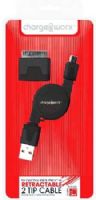 Chargeworx CX5500BK Retractable Micro USB Sync & Charge Cable with 30-Pin Tip, Black; Fits with iPhone 4/4S, iPad, iPod & most Micro-USB devices; Stylish, durable, innovative design; Charge from any USB port; Tangle Free design; 3.3ft/1m cord length; UPC 643620001325 (CX-5500BK CX 5500BK CX5500B CX5500) 