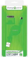 Chargeworx CX5500GN Retractable Micro USB Sync & Charge Cable with 30-Pin Tip, Green; Fits with iPhone 4/4S, iPad, iPod & most Micro-USB devices; Stylish, durable, innovative design; Charge from any USB port; Tangle Free design; 3.3ft/1m cord length; UPC 643620001370 (CX-5500GN CX 5500GN CX5500G CX5500) 