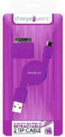 Chargeworx CX5500VT Retractable Micro USB Sync & Charge Cable with 30-Pin Tip, Purple; Fits with iPhone 4/4S, iPad, iPod & most Micro-USB devices; Stylish, durable, innovative design; Charge from any USB port; Tangle Free design; 3.3ft/1m cord length; UPC 643620001349 (CX-5500VT CX 5500VT CX5500V CX5500) 