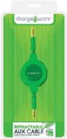 Chargeworx CX5503GN Retractable Auxiliary Audio Cable, Green, Retractable 3.5mm Audio Cable, Universal for all 3.5mm devices, 3.3ft / 1m Cord Length, Compact design, UPC 643620002414 (CX-5503GN CX 5503GN CX5503G CX5503) 