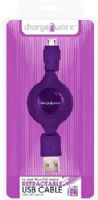 Chargeworx CX5506VT Retractable Micro USB Sync & Charge Cable, Purple; Compatible with most Micro USB devices; Stylish, durable, innovative design; Charge from any USB port; Tangle Free design; 3.3ft / 1m cord length; UPC 643620550649 (CX-5506VT CX 5506VT CX5506V CX5506) 