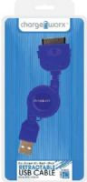 Chargeworx CX5507BL Retractable 30-Pin Sync & Charge Cable, Blue; For use with iPhone 4/4S, iPad and iPod; Stylish, durable, innovative design; Charge from any USB port; Tangle Free design; 3.3ft / 1m cord length; UPC 643620550717 (CX-5507BL CX 5507BL CX5507B CX5507) 