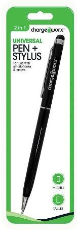Chargeworx CX6007BK Universal Pen & Stylus, Black For use with smartphones and tablets, Works with all capacitive touch surfaces, Soft-touch sponge tip and ball point pen, Lightweight body, Glides smoothly across touchscreens, Allows to type accurately and comfortably, UPC 643620600702 (CX-6007BK CX 6007BK CX6007B CX6007)