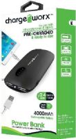 Chargeworx CX6543BK Power Bank with Dual USB Ports & Built-in Flashlight, Black For use with all smartphones and tablets, 4000mAh Rechargeable Battery, Pre-charged & ready to use, Extends Battery Standby Time, Pocket size compact design, LED Power Indicator, Switch ON/OFF, 2x USB Output 2.4A, Input DC 5V 0.5 ~ 1A (Max), UPC 643620654309 (CX-6543BK CX 6543BK CX6543B CX6543) 