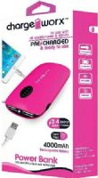 Chargeworx CX6543PK Power Bank with Dual USB Ports & Built-in Flashlight, Pink For use with all smartphones and tablets, 4000mAh Rechargeable Battery, Pre-charged & ready to use, Extends Battery Standby Time, Pocket size compact design, LED Power Indicator, Switch ON/OFF, 2x USB Output 2.4A, Input DC 5V 0.5 ~ 1A (Max), UPC 643620654347 (CX-6543PK CX 6543PK CX6543P CX6543) 