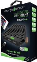 Chargeworx CX6558BK Premium 10000mAh Power Bank with Built-in Dual USB Ports, Black, Pre-charged & ready to use, Extends battery standby time, Rechargeable Battery, 1x USB Output 1A, 1x USB Output 2.1A, Switch ON/OFF, LED Power indicator, Compatible with most mobile devices, Includes micro USB charging cable, UPC 643620655801 (CX-6558BK CX 6558BK CX6558B CX6558) 