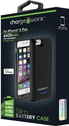 Chargeworx CX7004BK Slim Battery Case, Black For use with iPhone 6 Plus, Rechargeable 4600mAh lithium battery, Pre-charged & ready to use, Extends battery stand by time, Slim-fit soft touch design, LED power indicator for battery level, ON/OFF power botton, Micro USB input port, Input 5V ~ 1A (Max), Output 5.0 +/- 0.25V~1A, Short circuit/Overcharge Protection, UPC 643621700401 (CX-7004BK CX 7004BK CX7004B CX7004)
