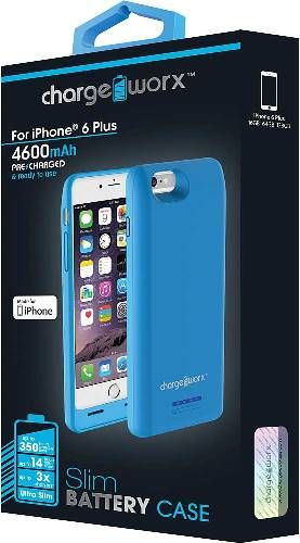 Chargeworx CX7004BL Slim Battery Case, Blue For use with iPhone 6 Plus, Rechargeable 4600mAh lithium battery, Pre-charged & ready to use, Extends battery stand by time, Slim-fit soft touch design, LED power indicator for battery level, ON/OFF power botton, Micro USB input port, Input 5V ~ 1A (Max), Output 5.0 +/- 0.25V~1A, Short circuit/Overcharge Protection, UPC 643622700424 (CX-7004BL CX 7004BL CX7004B CX7004)