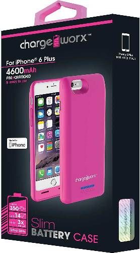 Chargeworx CX7004PK Slim Battery Case, Pink For use with iPhone 6 Plus, Rechargeable 4600mAh lithium battery, Pre-charged & ready to use, Extends battery stand by time, Slim-fit soft touch design, LED power indicator for battery level, ON/OFF power botton, Micro USB input port, Input 5V ~ 1A (Max), Output 5.0 +/- 0.25V~1A, Short circuit/Overcharge Protection, UPC 643623700430 (CX-7004PK CX 7004PK CX7004P CX7004)